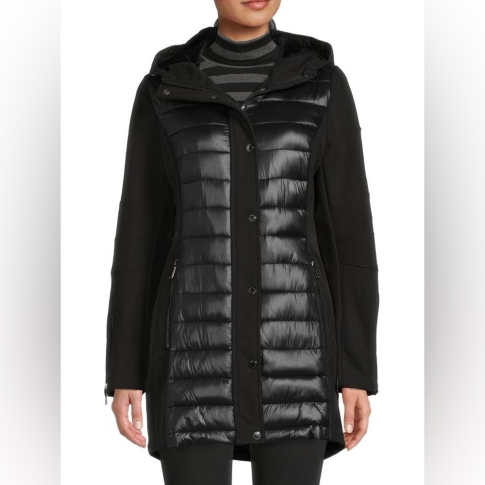 Missy Mixed Media Black Puffer Jacket by BCBCGeneration